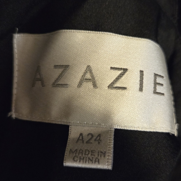 NWT Azazie Jesaphine Black Formal Bridesmaid Bow Dress Ruched Satin Size 24 - Picture 6 of 7